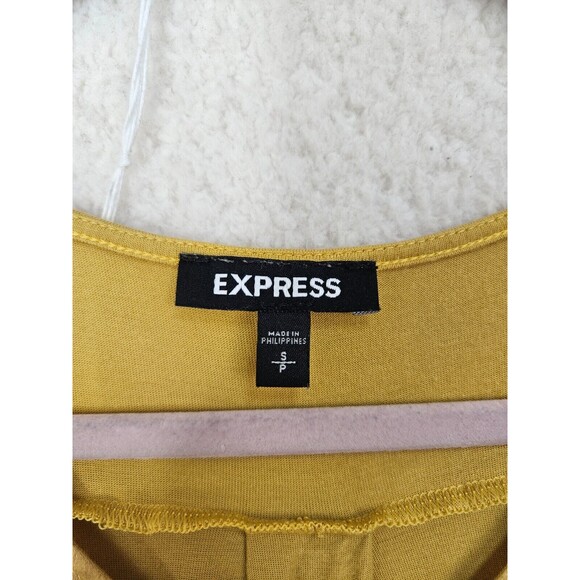 Express Women Top Small Yellow Chiffon Blend Sleeveless 1/4 Zip Tank Blouse - Picture 15 of 16